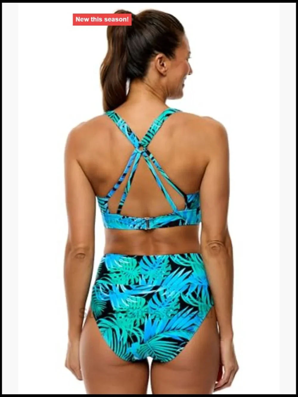 Women's Bikini Top with Removable Soft Cups, UPF 50, X-Back Straps, High